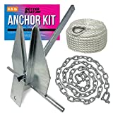 8.5lb Heavy Boat Anchor Kit Fluke Anchor with Anchor Chain and Boat Anchor Rope Set for 15-25' Foot Including Boat Anchors for 18' and 21' Boats Pontoon, Deck, Fishing, and Sail 75FT Rope