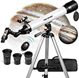 Telescope for Adults Astronomy- 700x90mm AZ Astronomical Professional Refractor Telescope for Kids Beginners with Advanced Eyepieces, Tripod, Wireless Remote, White