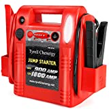 1800 Amp 12V/24V Car Jump Starter Power Station, Tyrell Chenergy Automotive Battery Booster for All Gasoline & Diesel Engines Semi Trucks Tractor Excavator with USB/DC Ports, Battery Clamps