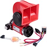 FARBIN Compact Air Horn with Compressor Electric Car Horn 12V 150db Super Loud train horns kit for trucks (12V, red)