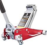 BIG RED AT830011LR Torin Hydraulic Low Profile Aluminum and Steel Racing Floor Jack with Dual Piston Quick Lift Pump, 3 Ton (6,000 lb) Capacity, Red