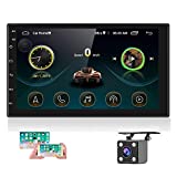 Hikity Android Double Din Car Stereo Touch Screen Car Radio 7 Inch GPS Navigation for Car Bluetooth FM Radio with Dual USB WiFi Mirror Link for iOS/Android Phones + Backup Camera