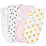 Swaddle Blanket, Adjustable Infant Baby Swaddling Wrap Set of 4, Baby Swaddling Wrap Receiving Blankets for Boys and Girls Made in Soft Cotton