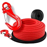 Miolle Pre-streched 1/4 Inch x 50 Feet 8200LBs - MBS (Lab Tested) Synthetic Winch Line Cable Rope with Most Advanced Hook, Rubber Stopper for 4x4 Off Road Vehicle ATV UTV (1/4x50, Rope, Hook, Stopper)