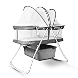 besrey Bassinet for Baby, 3 in 1 Portable Baby Bassinets, Rocking Cradle Bed, Easy Folding Bedside Sleeper Crib, Quick-Fold for Newborn Infant, up to 33 lb Compact Storage, Mattress and Net Included