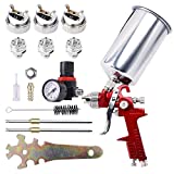 BANG4BUCK High Performance HVLP Gravity Feed Spray Gun with 1.4mm 1.7mm 2.5mm Fluid Tips, 1000cc Aluminum Cup for Auto Paint, Primer, Clear/Top Coat & Touch-Up