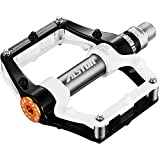 Alston Road Bicycle MTB Aluminum Strong Pedal, Super Powerful CR-MO 9/16' Spindle, Three Pcs Ultra Sealed Bearings FACE Off Pedals (Black)