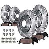 Detroit Axle - Front & Rear Drilled Slotted Rotors + Brake Pads Replacement for Fusion Lincoln MKZ Zephyr Mazda 6 Milan - 8pc Set