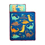 Baby Boom Funhouse Dinosaurs Kids Nap Mat Set, Includes Pillow & Fleece Blanket, Great for Girls Napping During Daycare, Preschool, or Kindergarten, Fits Toddlers & Young Children, Blue, 2 Piece