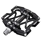 MZYRH Mountain Bike Pedals, Ultra Strong Colorful CNC Machined 9/16' Cycling Sealed 3 Bearing Pedals(Black 3 Bearings)