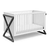 Storkcraft Equinox 3-in-1 Convertible Crib (Gray) - Easily Converts to Toddler Bed and Daybed, 3-Position Adjustable Mattress Support Base, Modern Two-Tone Design for Contemporary Nursery