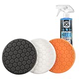 Chemical Guys HEX_3KIT_5 5.5' Buffing Pad Sampler Kit, 4 Items, (1) 16 oz Polishing Pad Cleaner + (3) 5.5' Buffing Pads that Work with 5' Backing Plates