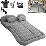 SAYGOGO SUV Air Mattress Camping Bed Cushion Pillow - Inflatable Thickened Car Air Bed with Electric Air Pump Flocking Surface Portable Sleeping Pad for Travel Camping Upgraded Version - Grey