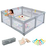 Baby Playpen with Mat, Extra Large 71x63inch Playpen for Babies and Toddlers, Baby Playpen with Playmat,Playpen for Toddlers, Safety Indoor Kids Playpen,Baby Play Yard with Mat