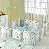 Albott Baby Playpen 22 Panel Foldable Baby playpen Folding Play Pen Kids Activity Centre Safety Play Yard Home Adjustable Shape, Portable Design for Indoor Outdoor Use (Grey+White, 22 Panel)