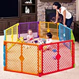 Toddleroo by North States Superyard Colorplay 8 Panel Baby Play Yard: Safe play area anywhere. Folds up with carrying strap for easy travel. Freestanding. 34.4 sq. ft. enclosure (26' Tall, Multicolor)