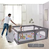 Large Baby Playpen, Playpen for Babies and Toddlers, Extra Safe with Anti-Collision Foam Playpens for Babies, Indoor & Outdoor Playard for Kids Activity Center with Gate, Large Anti-Fall Playpen