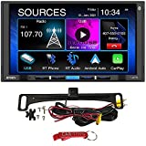 Jensen CAR710 7' Car Stereo Safe Driver's Bundle with Backup Camera. Apple CarPlay, Android Auto Capacitive Touchscreen 2-DIN Multimedia Head Unit, Adjustable Angle Screen, Hands-Free Voice Controls