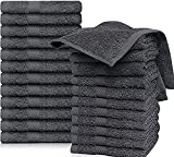 Quba Linen Grey Washcloths Pack of 24 - 12'x12' 100% Ring Spun Cotton Premium Soft Absorbent Quick Dry Luxurious wash Cloths Set Hotel Quality (Grey, 24Pack 12x12)