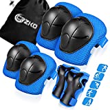 CRZKO Kids/Teenager Protective Gear, Knee Pads and Elbow Pads 6 in 24 Set with Wrist Guard and Adjustable Strap for Rollerblading Skateboard Cycling Skating Bike Scooter