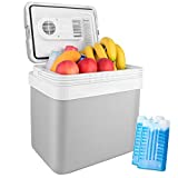 AstroAI Electric Cooler 26 Quarts/ 24 Liter, 12V DC Portable Thermoelectric Car Cooler for Beverage, Beer, Wine, Seafood, Fruits, Home and Travel with 2 Ice Packs, ETL Listed (Gray)