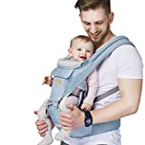 Baby - Carrier, 6-in-1 Baby Carrier with Waist Stool-, FRUITEAM Baby Carrier with Hip Seat for Breastfeeding, One Size Fits All - Adapt to Newborn, Infant & Toddler (Blue)