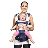 Bebamour Baby Carrier Front and Back Carry Baby Newborns to Toddler Baby Hip Carrier 6 in 1,2 Pieces Teething Pads,Dark Blue