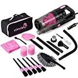 vioview 14Pcs Car Cleaning Kit, Pink Car Wash Kit with High Power Handheld Vacuum, Cleaning Gel, Detailing Brush Set, Coral Fleece Towel, Duster, Complete Car Cleaning Supplies for Deep Cleaning