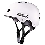 OutdoorMaster Skateboard Cycling Helmet - Two Removable Liners Ventilation Multi-Sport Scooter Roller Skate Inline Skating Rollerblading for Kids, Youth & Adults - L - White