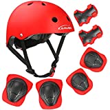 KAMUGO Kids Youth Adjustable Sports Protective Gear Set Safety Pad Safeguard (Helmet Knee Elbow Wrist) Roller Bicycle BMX Bike Skateboard Hoverboard and Other Extreme Sports Activities