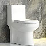 HOROW HWMT-8733U Small 1-Piece Toilet, Dual Flush Toilet Compact Bathroom, Modern Tiny Mini Space Saver Commode Water Closet With Soft Closing Toilet Seat, 12'' Rough-in
