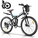 VIVI Electric Bike for Adults, Folding Electric Mountain Bicycle Adults 26 inch E-Bike 350W Motor Professional 21 Speed Gears with Removable Lithium-Ion Battery, Up to 50 Miles