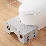 Foldable Toilet Stool, 7 inches Healthy Squatting Posture Poop Stool with Anti-Slip Feet by CHEAGO, Portable Travel Foot Stool for Toilet, Unique Folding Design Compact&Wide footrest (Cloud Grey)