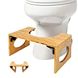 BQYPOWER Toilet Stool, Bamboo 8 Inch Toilet Potty Stool, Foldable Bathroom Poop Stool with Non-Slip Mat for Adults Children (Yellow)