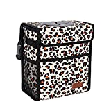 Car Trash Can Leak Proof Car Trash Bag Waterproof Car Garbage Can with Lid for SUV Front Seat Multipurpose Car Hanging for Headrest Collapsible and Portable with Storage Mesh Pocket, Leopard Print