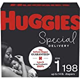 Hypoallergenic Baby Diapers Size 1, 198 Ct, Huggies Special Delivery, Softest Diaper, Safe for Sensitive Skin