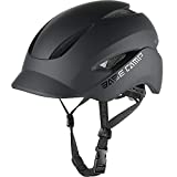 BASE CAMP Bike Helmet, Bicycle Helmet with Light for Adult Men Women Commuter Urban Scooter Adjustable M Size (Black)