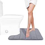 Yimobra Memory Foam Toilet Bath Mat U-Shaped, Commode Contour Rug, Soft and Comfortable, Super Water Absorption, Non-Slip, Thick, Machine Wash and Easier to Dry for Bathroom, 24 X 20 Inches, Gray