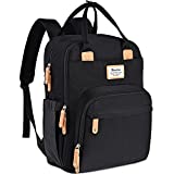 Diaper Bag Backpack, RUVALINO Multifunction Travel Back Pack Maternity Baby Changing Bags, Large Capacity, Waterproof and Stylish, Black