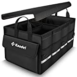 K KNODEL Car Trunk Organizer with Foldable Lid, Collapsible Car Trunk Storage Organizer, Car Cargo Trunk Organizer with Cover (Black)