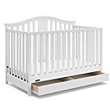 Graco Solano 4-in-1 Convertible Crib with Drawer, Converts to Daybed, Toddler Bed, and Full Size Bed, Undercrib Storage Drawer, Adjustable Mattress Height, White