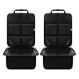 Car Seat Protector, Thickest Carseat Seat Protector for Child Car Seat, Non-Slip PVC Padded Backing Will Not Leave Imprint, 2 Pack Seat Protector for SUV, Sedan, Truck, Leather Car Seat (Black)