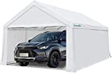 Quictent 10’x20’ Carport Car Canopy Heavy Duty Galvanized Frame Car Shelter with Ground Bar-White