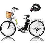 NAKTO 26' 250W Cargo Electric Bicycle Sporting Shimano 6 Speed Gear EBike Brushless Gear Motor with Removable Waterproof Large Capacity 36V10A Lithium Battery and Battery Charger