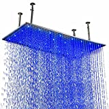 Lovedima 20'x40' LED Stainless Steel Rectangle Shower Head Rain Showerhead Set(With led, Brushed nickel)