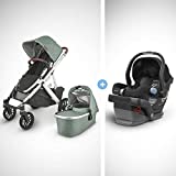 UPPAbaby Vista V2 Stroller - Emmett (Green Melange/Silver/Saddle Leather) + Mesa Infant Car Seat - Jake (Black)