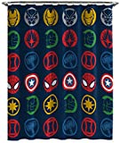 Jay Franco Marvel Avengers Shields Shower Curtain & Easy Care Fabric Kids Bath Curtain Features Captain America, Iron Man, Thor, & Spiderman (Official Marvel Product)