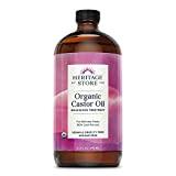 Heritage Store Organic Castor Oil, Nourishing Treatment | Deep Hydration for Hair, Skin, Lashes & Brows | Vegan | 60 Day Money Back Guarantee (32 oz)