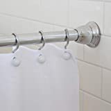 Splash Home Eire Shower Curtain Rod, 42-72 inch Adjustable Tension Spring Hold, Bathroom Accessories, Rust Resistant, Anti-Slip, No Drilling, Easy to Use - Chrome