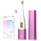 Digital Basal Thermometer, High-Precision Oral Thermometer with Backlit & LCD, 1/100th Degree and Memory Recall Thermometer with APP(iOS & Android) for Nature Family Planning and Fever, Purple